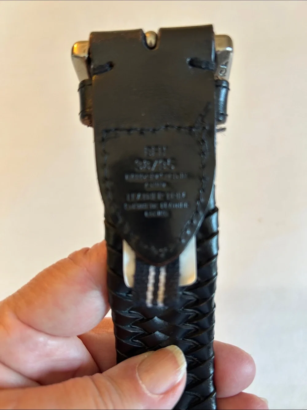 Nautica Black Braided Leather Belt with Silver Buckle
